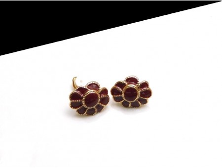 Cercei clips floare grena cu 9 petale inegale